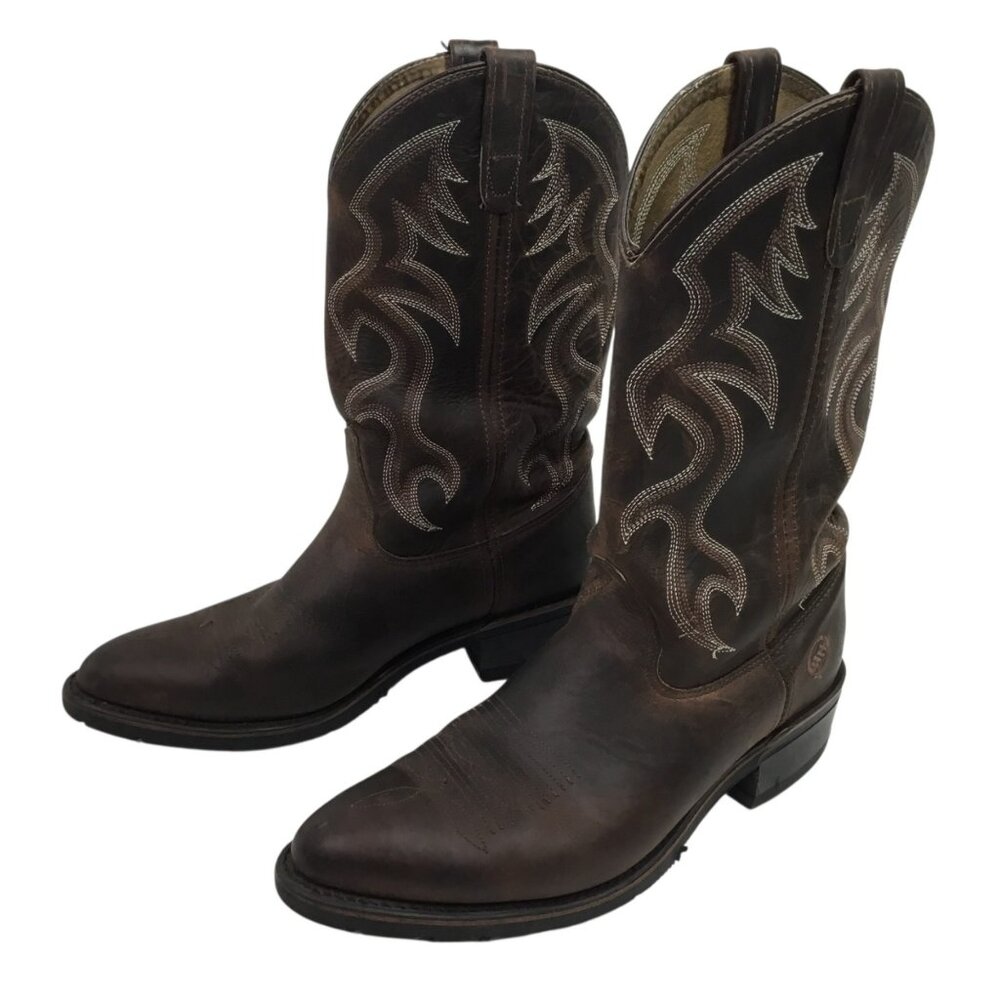 Double-H Aeroglide 7 Mens 10 EE Work Western Leather Cowboy Boots Brown